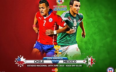 En 2015, la copa america, le 16 juin, l'affiche, le mexique, le chili, le football, sport