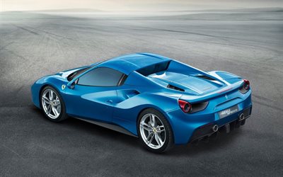 スパイダー, フェラーリ, 488, 2016, 青色の車, 車