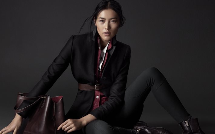 asiática, morena, bolsa, 2015, liu wen, top model, lengshuitan, china