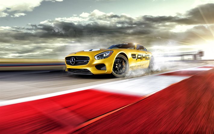 2016, mercedes, amg, coupe, yellow, movement
