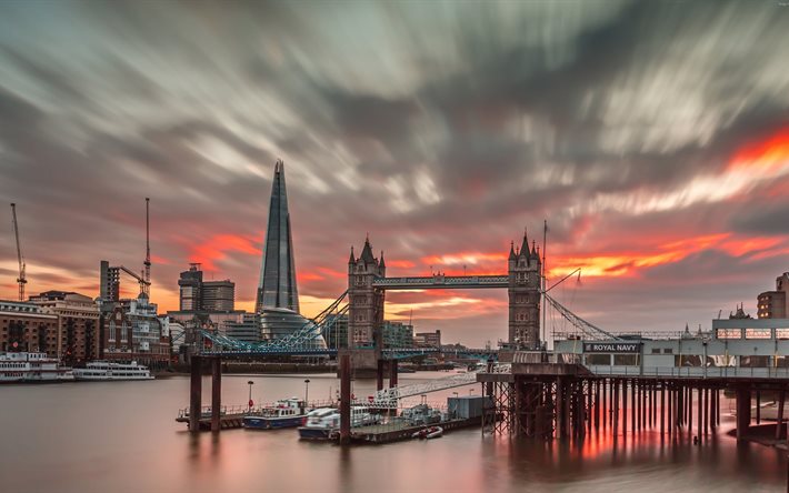staden, byggnaden, themsen, panorama, byggnader, london, solnedgången, storbritannien
