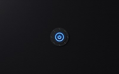 botón azul, el minimalismo, fondo negro