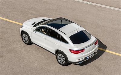 mercedes-benz, 2016, gle, coupe, crossover, white, top view