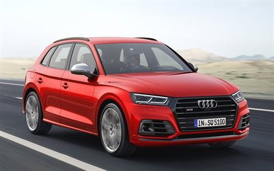 Audi SQ5, 2018 arabalar, geçitler, hareket, Audi