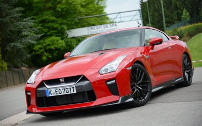 Nissan GT-R, 2017, supercars, R35, red nissan