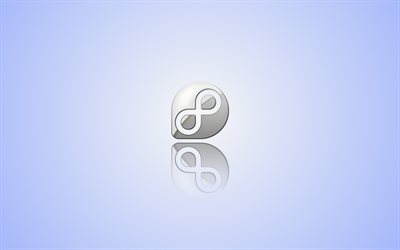 linux fedora, logo, kreativ, minimal, blauer hintergrund