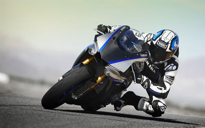 Yamaha YZF-R1M Supersport, 4k, rider, 2018 moto, moto sportiva Yamaha