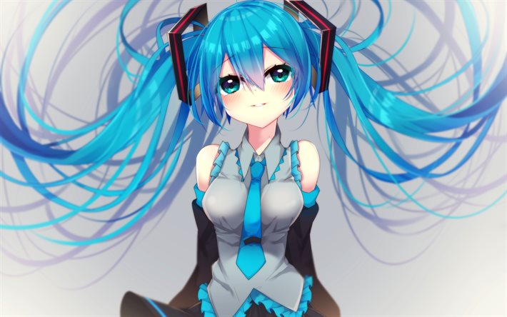 Hatsune Miku, कला, नीले रंग के बाल, मंगा, Vocaloid