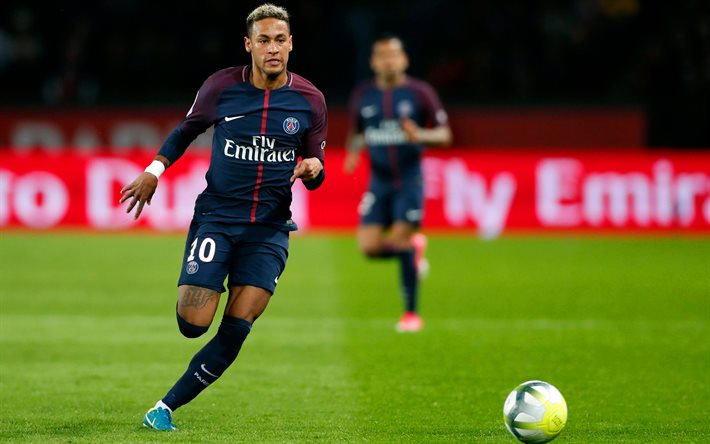 Neymar Jr, PSG, 4k, il calcio, il Paris Saint-Germain, Francia, Parigi, League 1, la star del football
