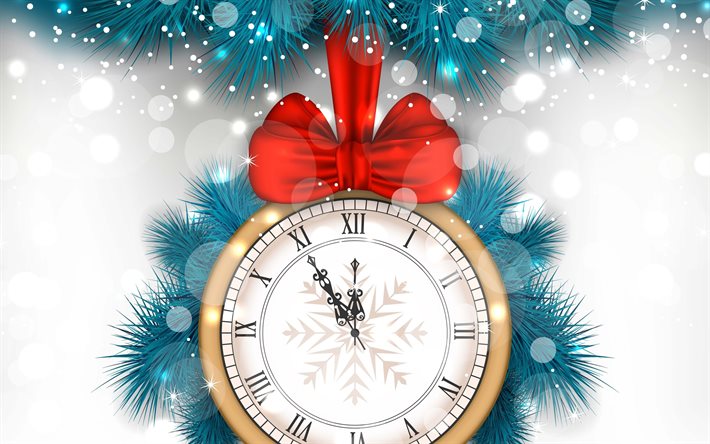 Christmas, clock, winter, New Year