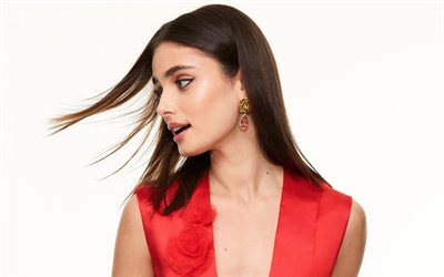 Taylor Hill, American fashion model, portrait, photoshoot, red dress, beautiful woman, Taylor Marie Hill