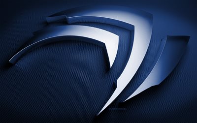 nvidia 진한 파란색 로고, 창의적인, 엔비디아 3d 로고, 진한 파란색 금속 배경, 브랜드, 삽화, 엔비디아 메탈 로고, 엔비디아