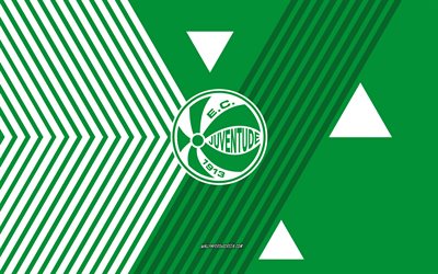 ec juventudes logotyp, 4k, brasilianskt fotbollslag, gröna vita linjer bakgrund, em juventude, serie a, brasilien, linjekonst, em juventude emblem, fotboll