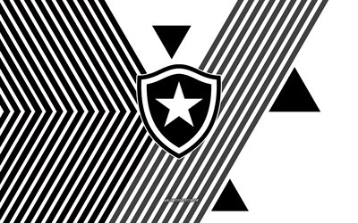 logotipo de botafogo, 4k, equipo de fútbol brasileño, fondo de líneas en blanco y negro, botafogo, serie a, brasil, arte lineal, emblema de botafogo, fútbol, botafogo de fútbol y regatas