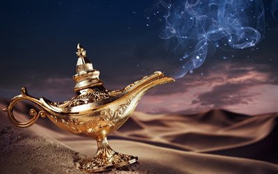 La lámpara de Aladino, el desierto, la magia