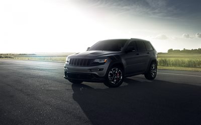 carretera, SUVs, 2015, Jeep Grand Cherokee, Jeep Gris