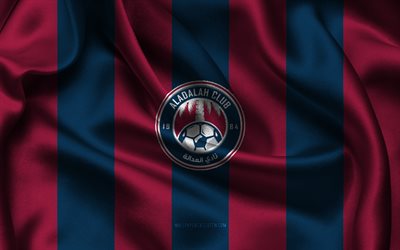 4k, logo dell'al adalah fc, tessuto di seta blu bordeaux, squadra di calcio saudita, stemma dell'al adalah fc, pro league saudita, al adalah fc, arabia saudita, calcio, bandiera dell'al adalah fc