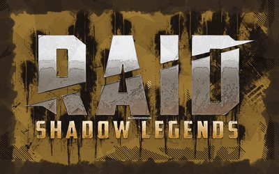 logo di raid shadow legends, 4k, arte del grunge, creativo, logo dei giochi, logo grunge di raid shadow legends, raid shadow legends