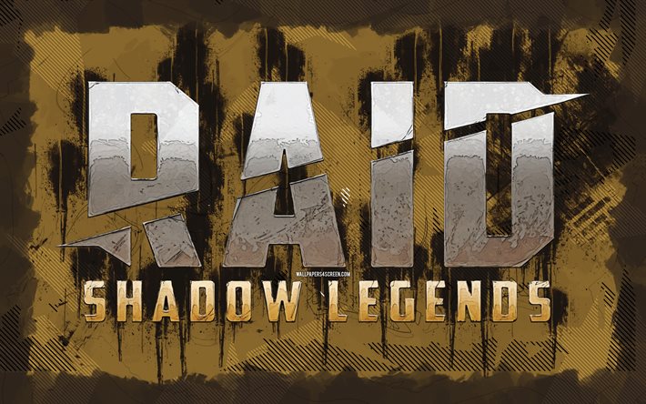 logo di raid shadow legends, 4k, arte del grunge, creativo, logo dei giochi, logo grunge di raid shadow legends, raid shadow legends