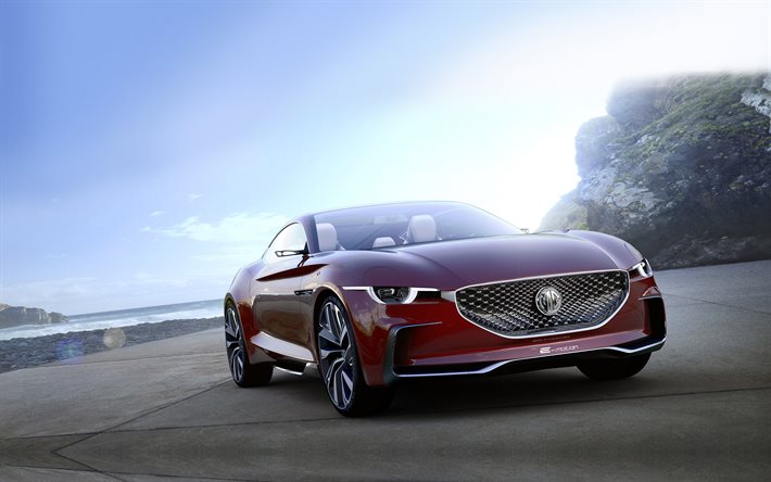 MG E-motion, Concepto, 2017, coches Nuevos, coches eléctricos, rojo coupe, MG