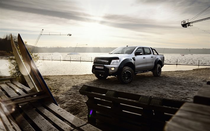 Download Wallpapers Ford Ranger 2017 Cars Pickups Offroad White Ranger Beach Mr Car Design Tuning For Desktop Free Pictures For Desktop Free