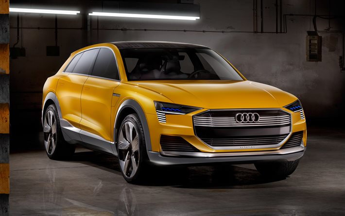 conceptos de 2016, Audi h-tron Quattro Concept, SUVs, amarillo Audi