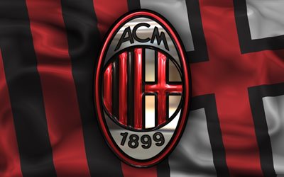 AC Milan, Futbol, bayrak AC İtalya, Serie A, Milan, amblem, AC Milan logosu
