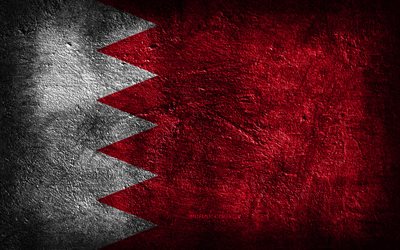 4k, Bahrain flag, stone texture, Flag of Bahrain, stone background, grunge art, Bahrain national symbols, Bahrain