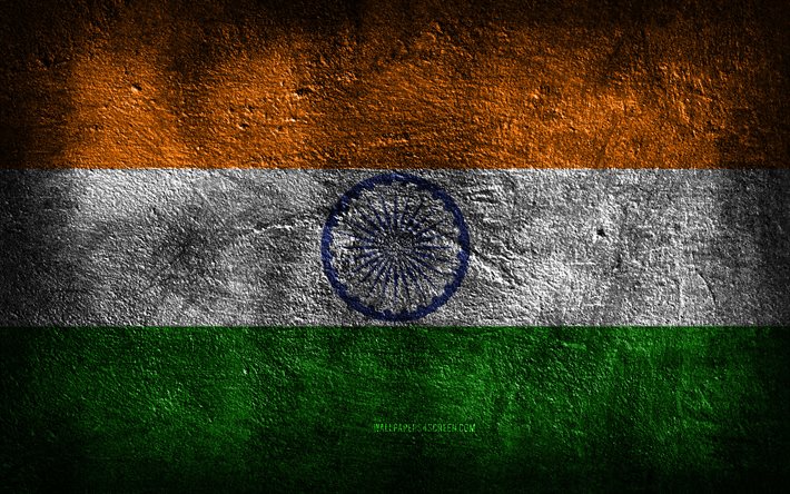 4k, भारत झंडा, पत्थर की बनावट, भारत का झंडा, पत्थर की पृष्ठभूमि, भारतीय झंडा, ग्रंज कला, भारतीय राष्ट्रीय प्रतीक, भारत