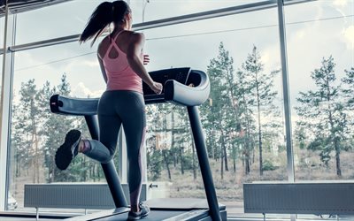 running on a treadmill, fitness, weight loss, running, woman on a treadmill, gym, fitness concepts