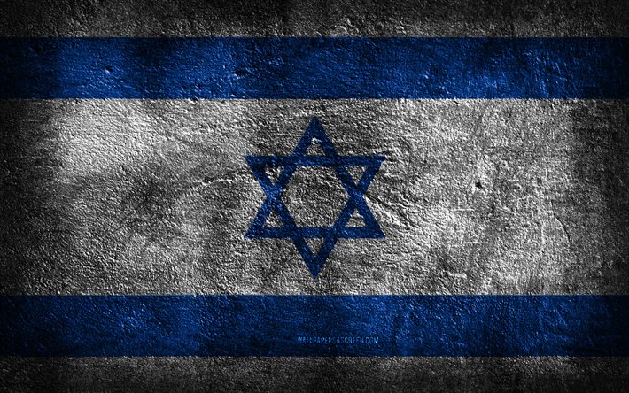 4k, israelin lippu, kivirakenne, kivi tausta, grunge-taide, israelin kansalliset symbolit, israel