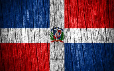 4k, dominikanska republikens flagga, dominikanska republikens dag, nordamerika, trästrukturflaggor, dominikanska republikens nationella symboler, nordamerikanska länder, dominikanska republiken