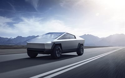 Tesla Cybertruck, 4k, highway, 2022 cars, electric cars, 2022 Tesla Cybertruck, electric SUVs, american cars, Tesla