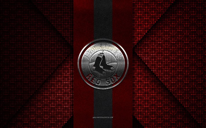 red sox de boston, mlb, texture tricotée rouge noire, logo des red sox de boston, club de baseball américain, emblème des red sox de boston, baseball, boston, états-unis