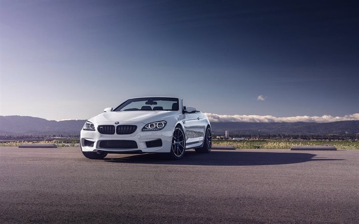 cabriolets, 2016, BMW M6 Convertible, Strasse Wheels, tuning, white bmw