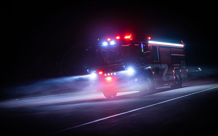 rtx ウォークアラウンド, ロサンゼルス消防署, 消防車, lafd, 特殊トラック, 消防署, 青赤の特別信号