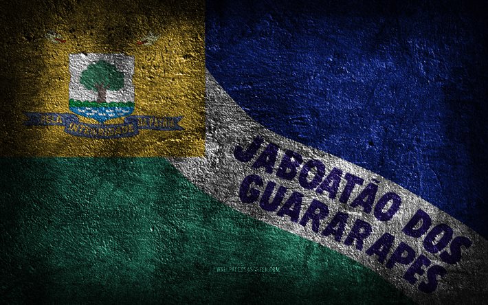 4k, Jaboatao dos Guararapes flag, Brazilian cities, stone texture, Flag of Jaboatao dos Guararapes, stone background, Day of Jaboatao dos Guararapes, grunge art, Brazilian national symbols, Jaboatao dos Guararapes, Brazil