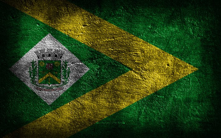 4k, サンタバーバラ・ドエステの旗, ブラジルの都市, 石のテクスチャ, 石の背景, サンタ・バーバラ・ドエステの日, グランジアート, ブラジルの国のシンボル, サンタ・バーバラ・ドエステ, ブラジル