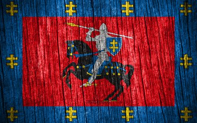 4k, bandera de vilna, día de vilna, condados lituanos, banderas de textura de madera, condados de lituania, vilna, lituania