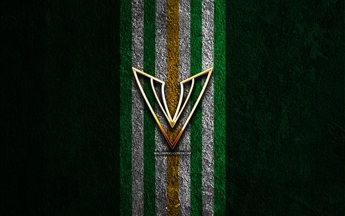 logo dorato di tampa bay vipers, 4k, sfondo di pietra verde, xls, squadra di football americano, logo di tampa bay vipers, football americano, tampa bay vipers