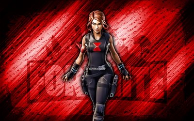 Black Widow Fortnite, 4k, red diagonal background, grunge art, Fortnite, artwork, Black Widow Skin, Fortnite characters, Black Widow, Fortnite Black Widow Skin