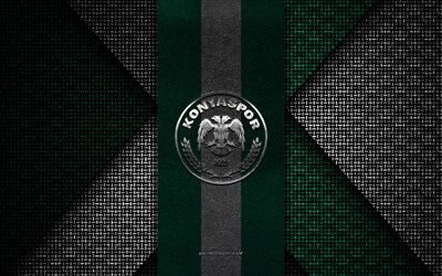 Konyaspor, Super League, green knitted texture, Konyaspor logo, Turkish football club, Konyaspor emblems, football, Konya, Turkey