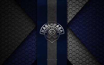 Kasimpasa, Super Lig, blue white knitted texture, Kasimpasa logo, Turkish football club, Kasimpasa emblem, football, Istanbul, Turkey