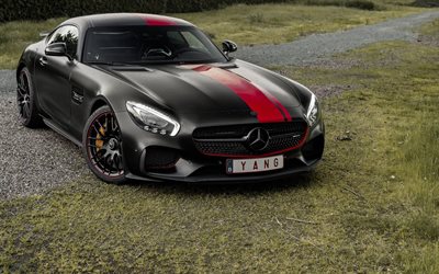 Mercedes-AMG GTS, tuning, supercars, mercedes negro