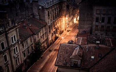 gata, hem, kroatien, natt, arkitektur, långvarig exponering