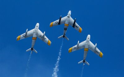 रही, आकाश में, एफ-86, कृपाण, उड़ान, समूह, एयरोबेटिक्स