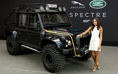jeep, 2015, land rover defender 110, chica, 007 spectre, james bond