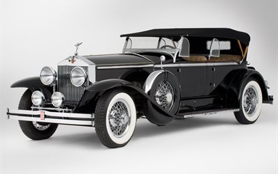 klasik, 1929, rolls-royce, ascot, phantom spor, phaeton, retro