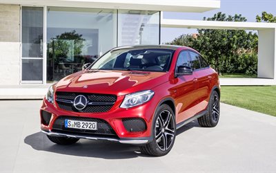 mercedes-benz, crossover, gle 450, amg, 2016, coupe, 4matic, new items, designo hyacinth, red metallic