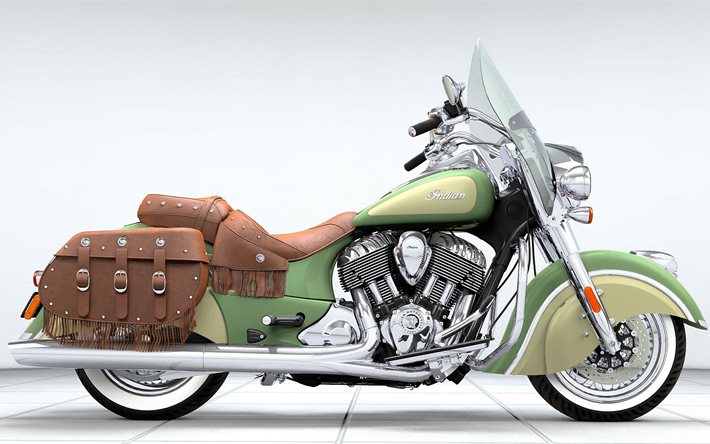 chrome, motocicleta, vintage, jefe indio, 2016, sauce verde